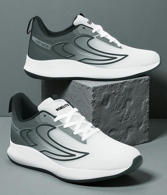 Nobelite Premium Sports ,Gym, Trending, Stylish Running Shoes For Men (White, Black ,