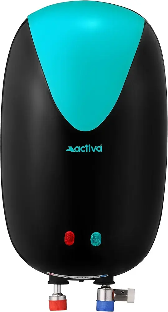 ACTIVA 3L Instant Water Heater Geyser 3kW ISI Copper Element 304L SS Tank Anti Rust Coating Auto Cut Off ABS Body BEE 5 Star Fast Heating Compact Bathroom Kitchen Use 5 Year Warranty Green Black