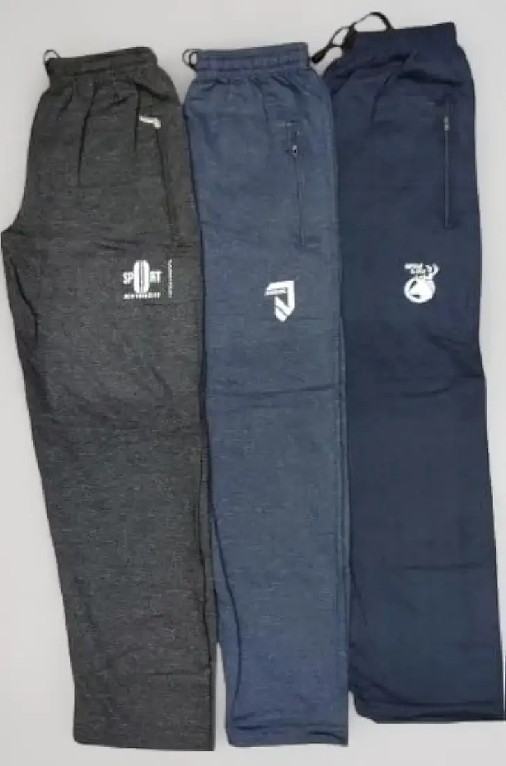 Men’s 3 Pack Cotton Track Pants – Soft, Pre-Shrunk Fabric for Casual, Daily & Comfort Wear (Dark Grey, Navy, Light Blue)