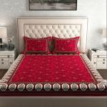 AARAMYA Cotton Double Flat 144 TC Jaipuri Prints 1 Bedsheet (Red)