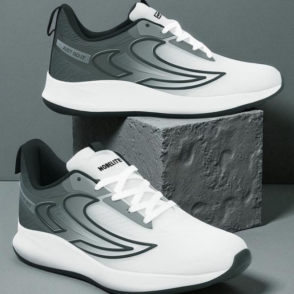 Nobelite Premium Sports ,Gym, Trending, Stylish Running Shoes For Men (White, Black ,
