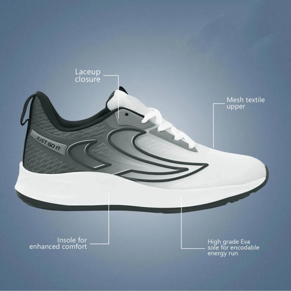 Nobelite Premium Sports ,Gym, Trending, Stylish Running Shoes For Men (White, Black ,
