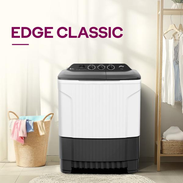 Godrej 7.5 kg 5 Star With Rain Shower Spin Washing Machine Semi Automatic Top Load Grey, White (WS EDGE CLS 75 5.0 PN2 GPGR)