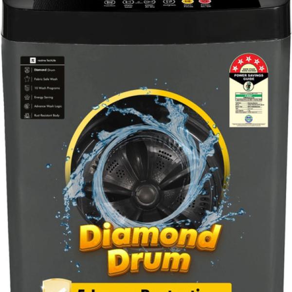 realme TechLife 7 kg 5 Star Rating Fabric Safe Wash Fully Automatic Top Load Black, Grey (RMTL705NNNEG)