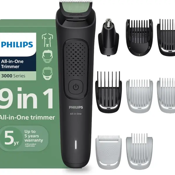 Philips India's No.1 Men's Trimmer* | One stroke beard trimming | All-in-One Grooming Kit- Face, Hair, Body | Ear/Nose attachment | Safe for Sensitive Skin | 60 mins runtime | 5yr warranty* | MG3927