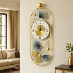 RIOH Luxury Metal Wall Clock for Living Room – Modern Large Designer Wall Art Clock, Golden Finish, Silent Sweep Movement, Decorative Big Wall Clock for Home, Office & Hallway (WH-1) ((WH-3))