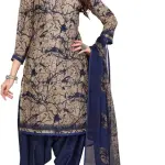 Yashika Women's Printed Dress Material - Unstitched Crepe Fabric Kurti, Pants & Dupatta Set
