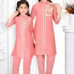 Kids Ethnic Outfit Peach Blossom Embroidered Salwar Suit